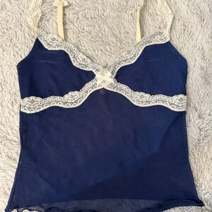 Edikted Contrast Lacey Mesh Tank Top